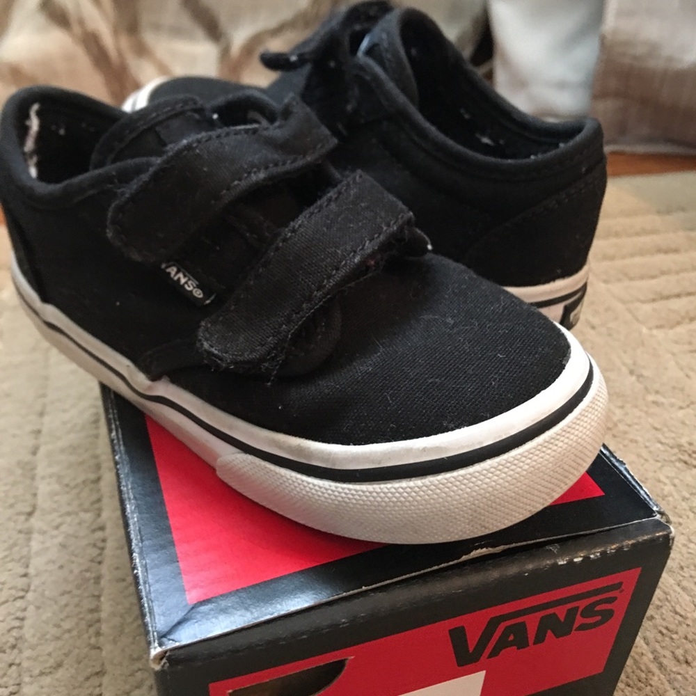 Toddler Black Vans with Velcro straps